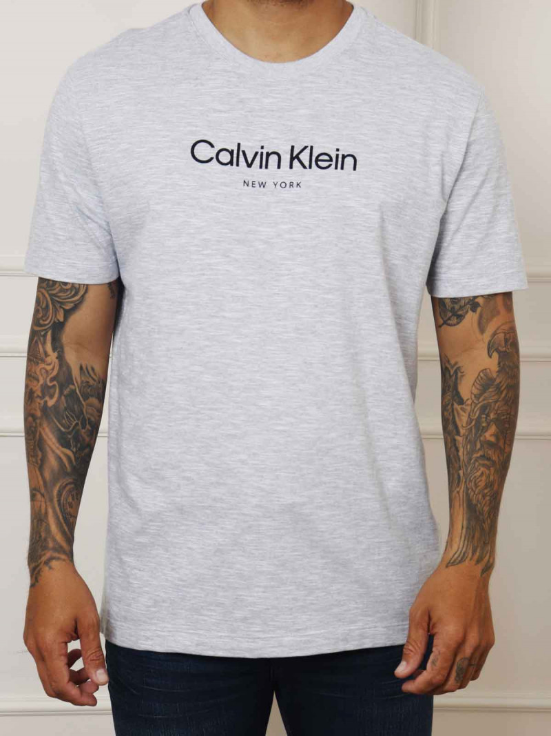 Camiseta Masculina Calvin Klein Original - Slim New - Cinza Mescla - Calvin - Marcas Trânsito Livre