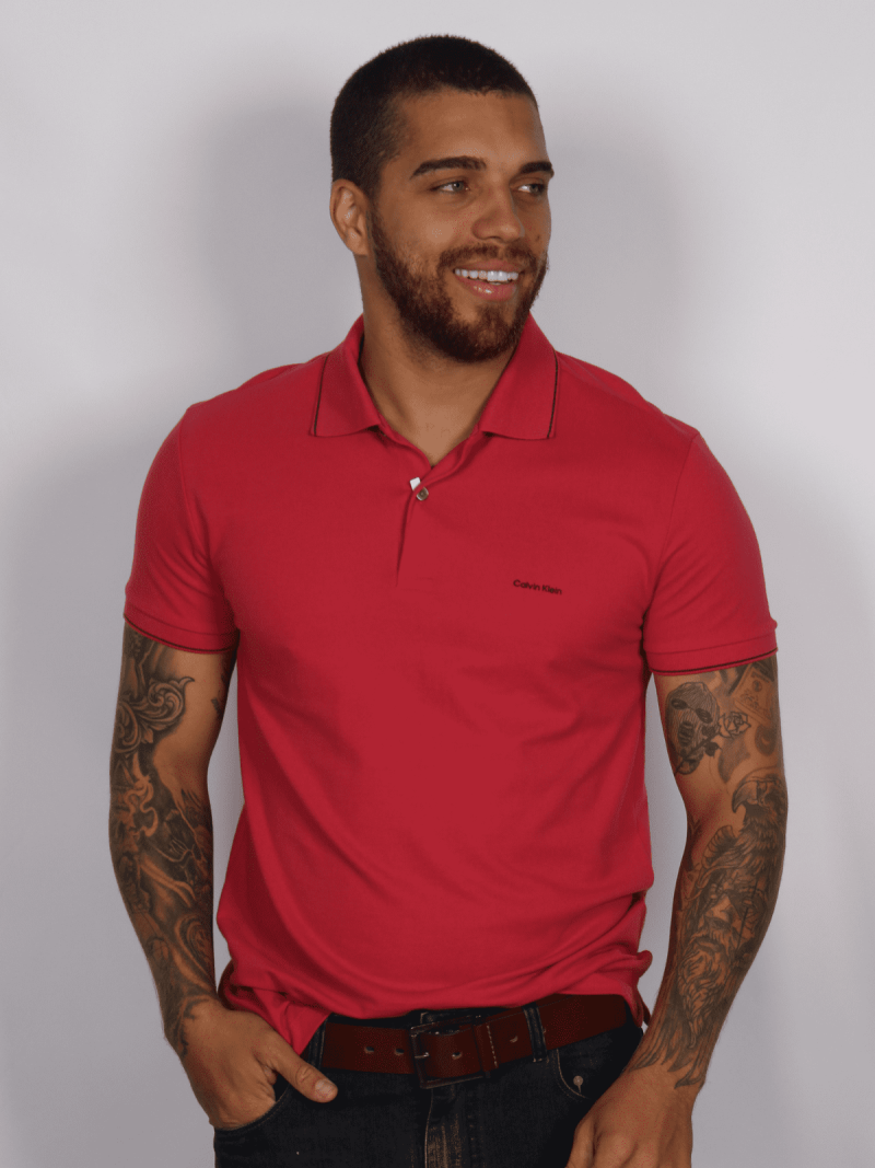 Polo Calvin Klein Masculina Slim Fit - Pink