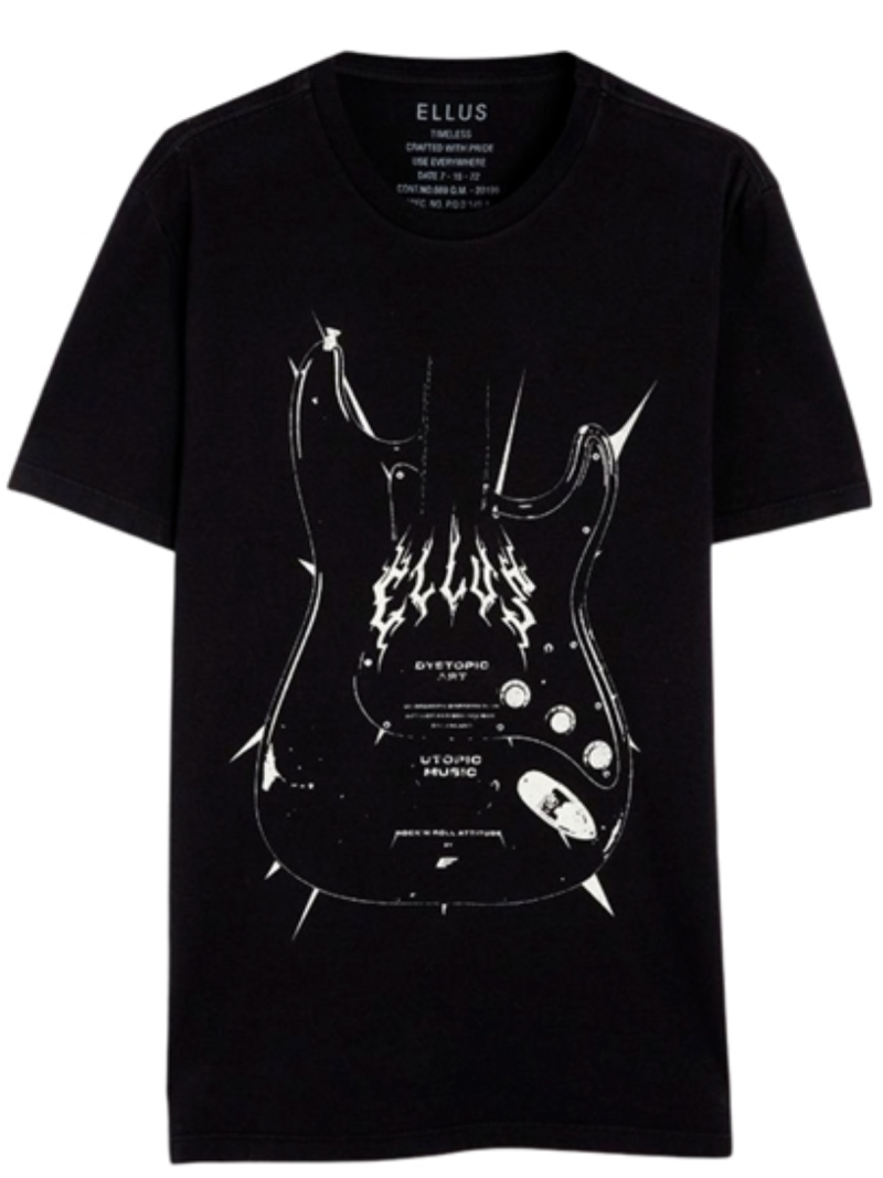 Camiseta Masculina Ellus Co Fine Dystopic Art Guitar Classic - Preto