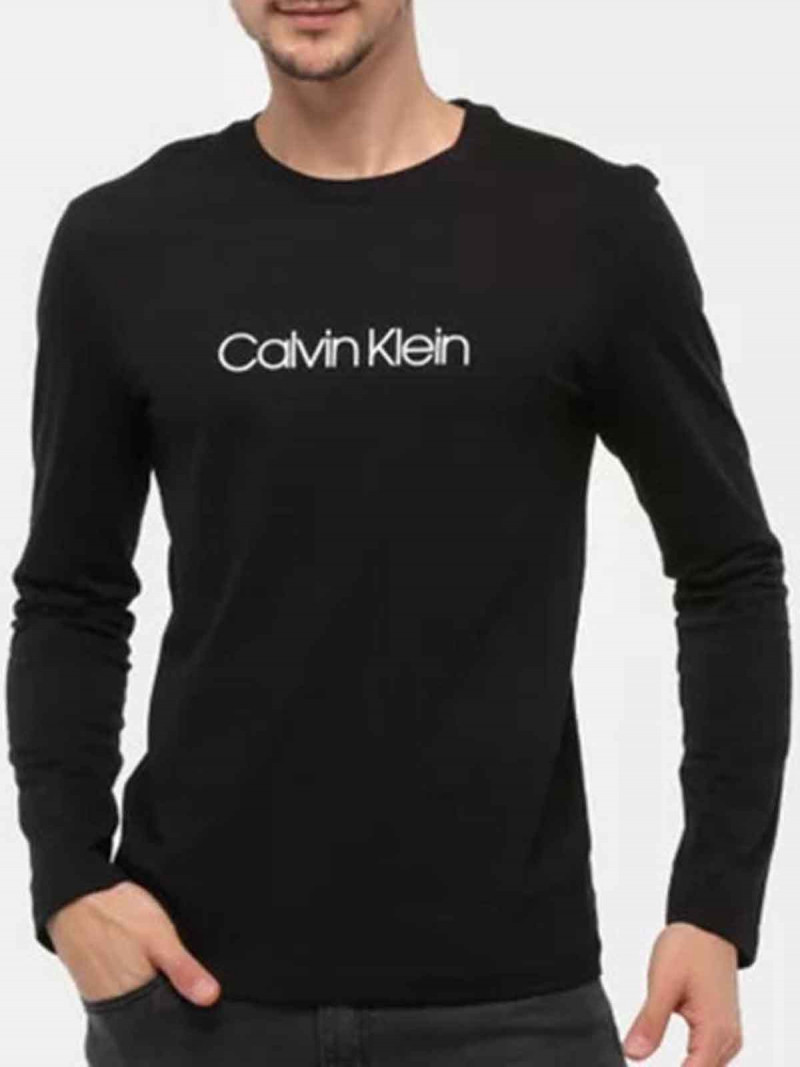 Camiseta Calvin Klein Manga Longa Flamê Masculina - Preto