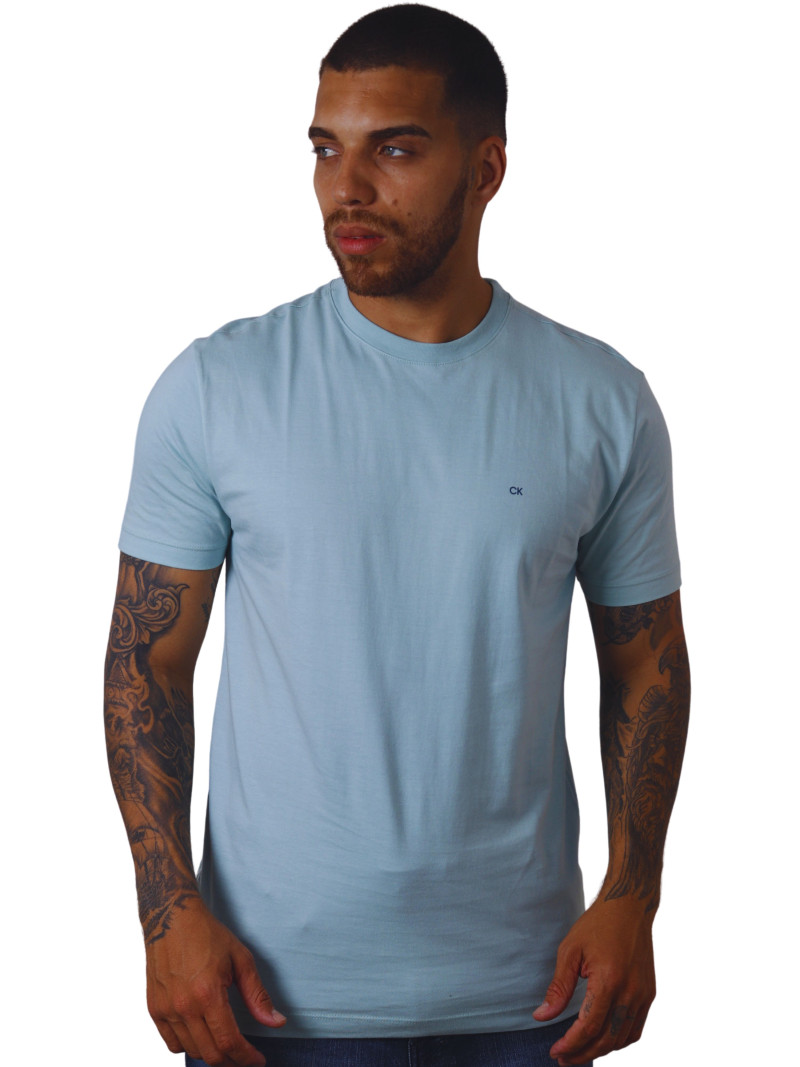 Camiseta Calvin Klein Letters CK Emborrachado Masculino azul-claro