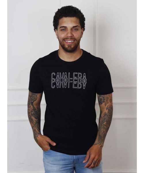 Camiseta Masculina Cavalera Original -  Assinatura Mirror - Preto