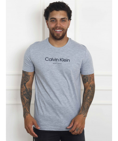Camiseta Masculina Calvin Klein Original - Slim New York - Mescla Cinza Azulado