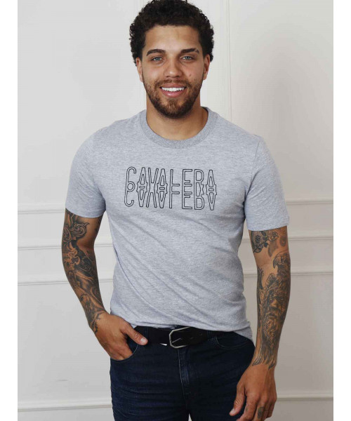 Camiseta Masculina Cavalera Original - Assinatura Mirror - Cinza