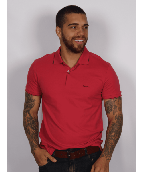 Polo Calvin Klein Masculina Slim Fit - Pink