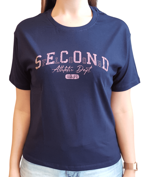 T-shirt Ellus Feminina Cotton Athletic Dept. Mc - Azul Marinho