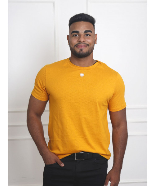 Camiseta Cavalera Masculina Comfort Furadinha - Amarelo
