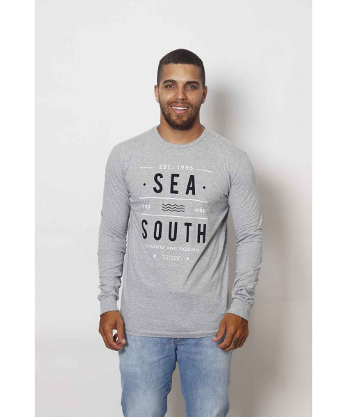 Camiseta manga longa Sea south - Cinza 