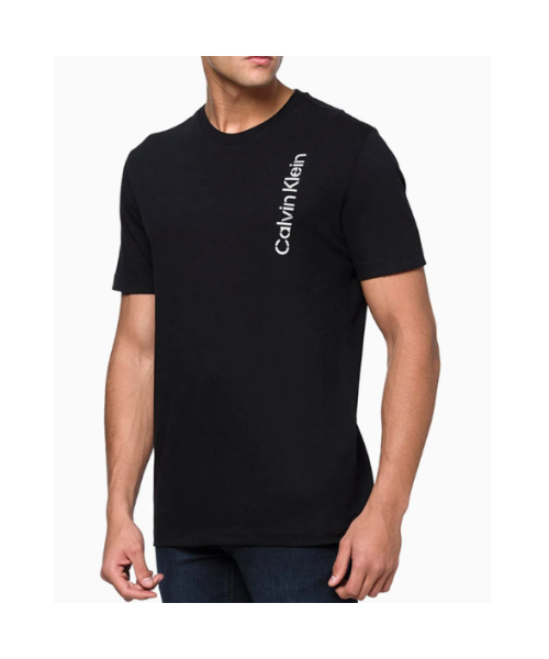 Camiseta Calvin Klein Masculina Escrita Vertical - preta