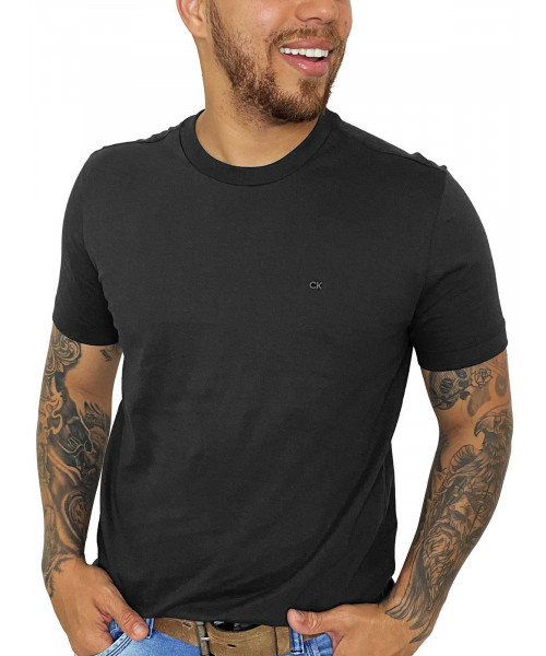 Camiseta Calvin Klein 108B Com Sigla CK - Cinza Escuro