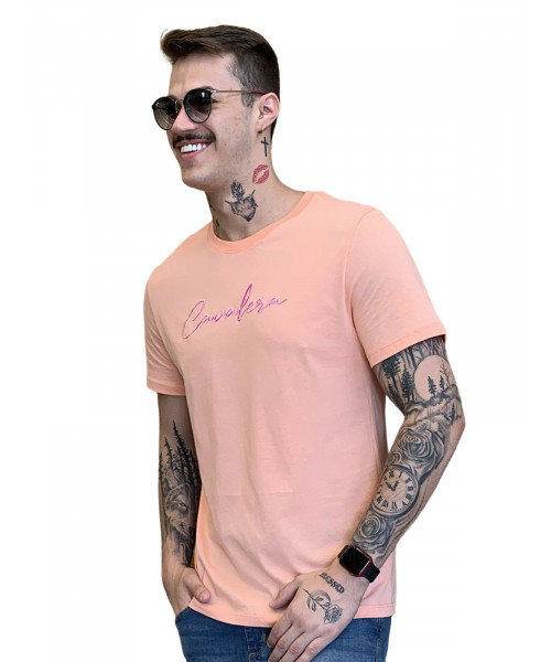Camiseta Masculina Cavalera Original -  Indie Neon Flow - Laranja 